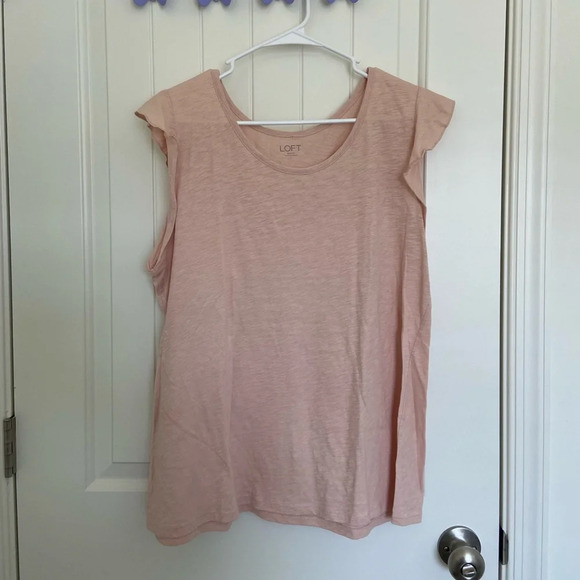 EUC | LOFT‎ women’s peach ruffle sleeve blouse — large - Picture 1 of 5